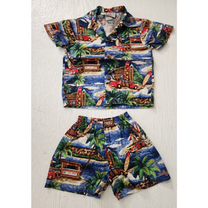 PACIFIC LEGEND Boy 1T Shirt Shorts Set Tropical Print Hawaiian Style Set